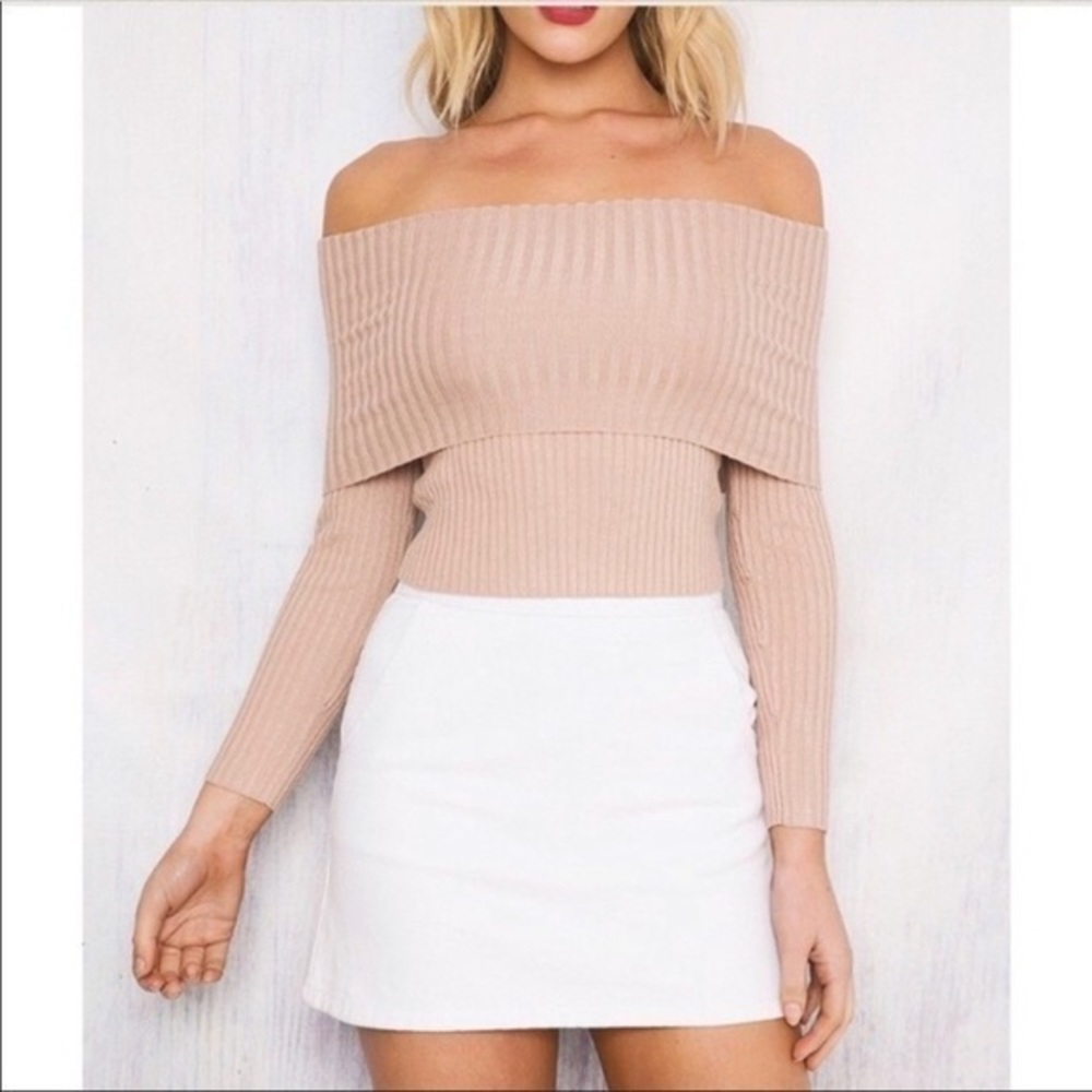 Blush folder off the shoulder top